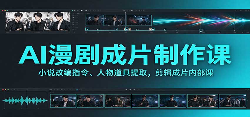AI漫剧成片制作课:小说改编指令、人物道具提取,剪辑成片全流程-小栈博客