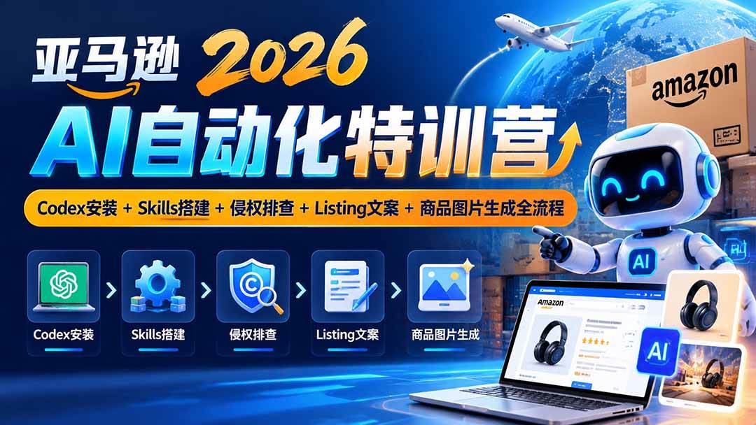（20746期）亚马逊2026AI自动化-10月特训营：Codex安装+Skills搭建+侵权排查+Listing文案+商品图片生成全流程-小栈博客