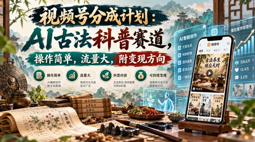视频号分成计划：AI古法科普赛道，操作简单，流量大，附变现方向-小栈博客
