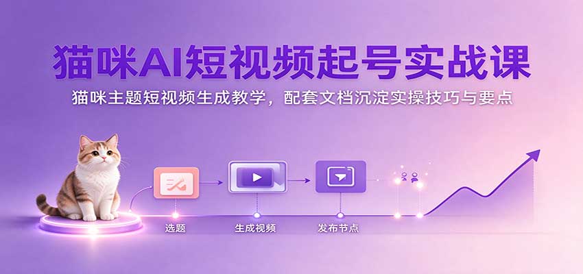 猫咪AI短视频起号实战课:猫咪主题短视频生成教学,配套文档沉淀实操技巧与要点-小栈博客
