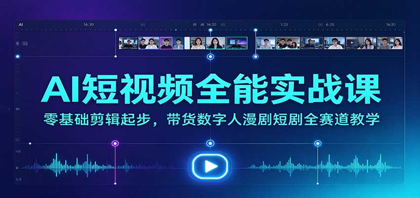 AI短视频全能实战课：零基础剪辑起步，带货数字人漫剧短剧全赛道教学-小栈博客
