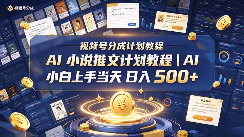 （20937期）最新视频号分成计划教程｜AI 小说推文，小白上手当天日入 500+-小栈博客