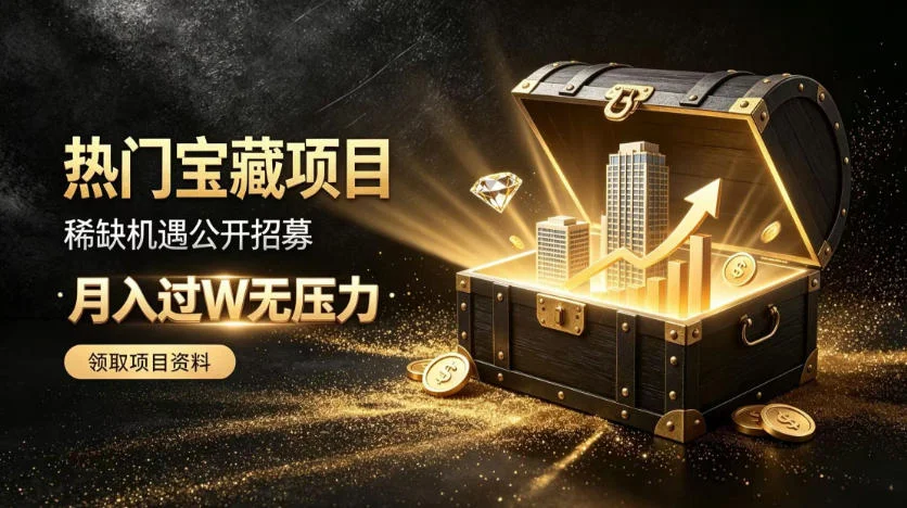 稀缺宝藏项目公开招募！低风险入局，普通人如何月入过万
