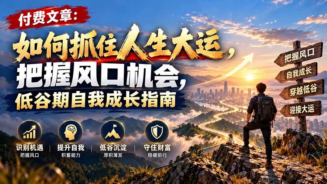 （20942期）付费文章：如何抓住人生大运，把握风口机会，低谷期自我成长指南-小栈博客