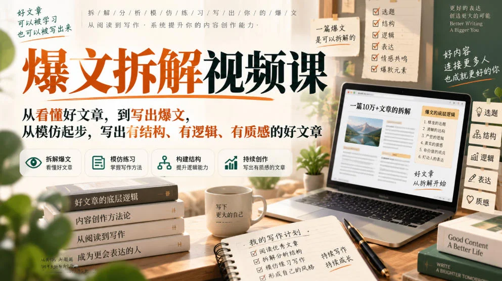 爆文拆解视频课，从看懂好文章，到写出爆文，从模仿起步，写出有结构、有逻辑、有质感的好文章-小栈博客