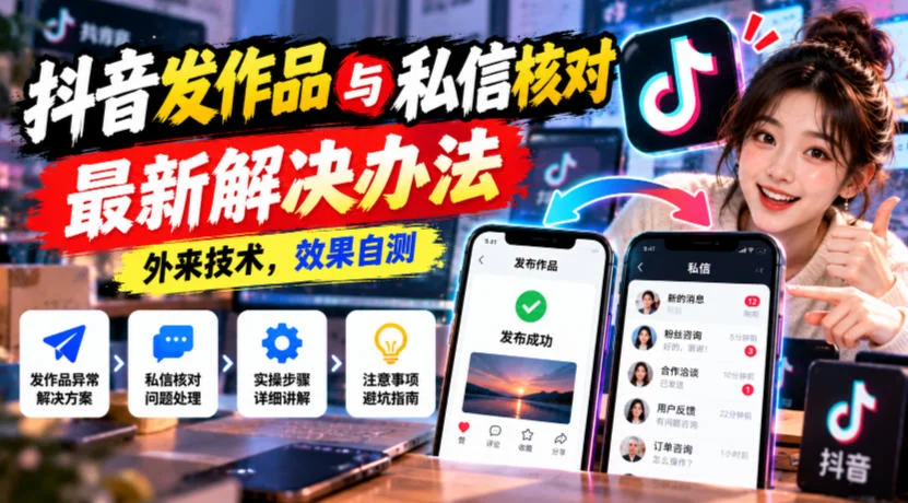 抖音发作品与私信核对最新解决办法，外来技术，效果自测-小栈博客