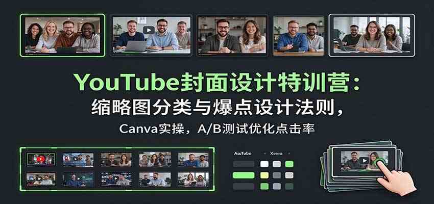 YouTube封面设计特训营:缩略图分类与爆点设计法则,Canva实操,A/B测试优化点击率-小栈博客