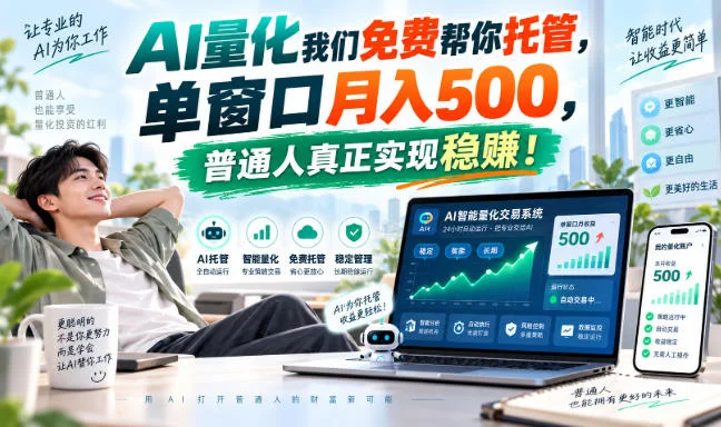 AI量化我们免费帮你托管，单窗口月入500，普通人真正实现稳賺！【揭秘】-小栈博客