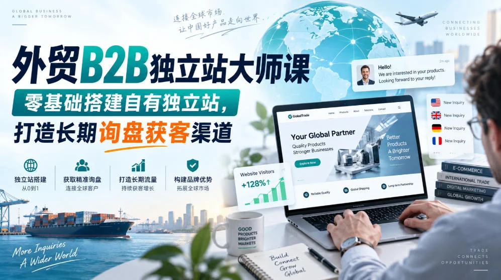外贸B2B独立站大师课，零基础搭建自有独立站，打造长期询盘获客渠道-小栈博客
