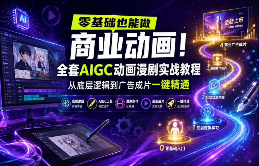 零基础也能做商业动画！全套AIGC动画漫剧实战教程，从底层逻辑到广告成片一键精通（更新0905）-小栈博客