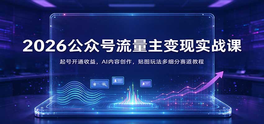 2026公众号流量主变现实战课：起号开通收益，AI内容创作，贴图玩法多细分赛道教程-小栈博客