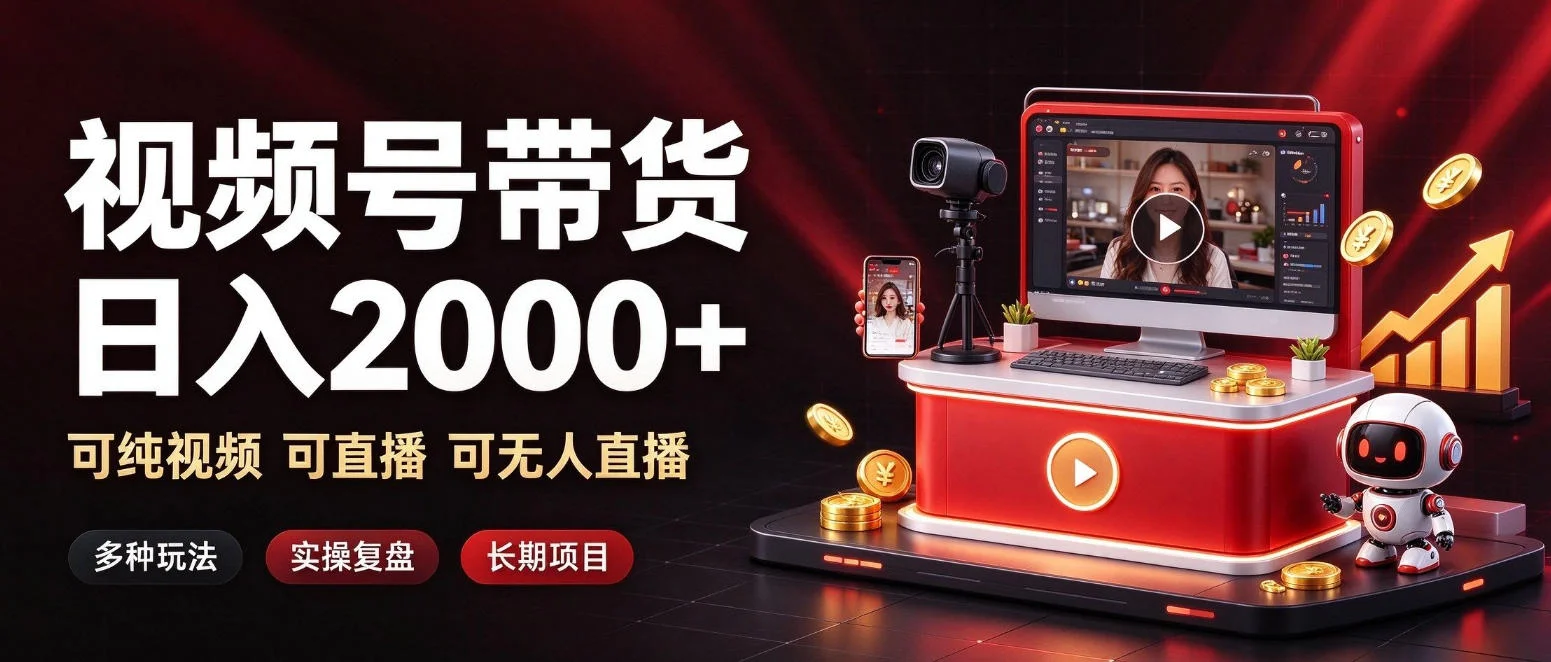 通过视频号带货日入2k+，可纯视频可直播可无人直播，多种玩法，长期项目【揭秘】-小栈博客
