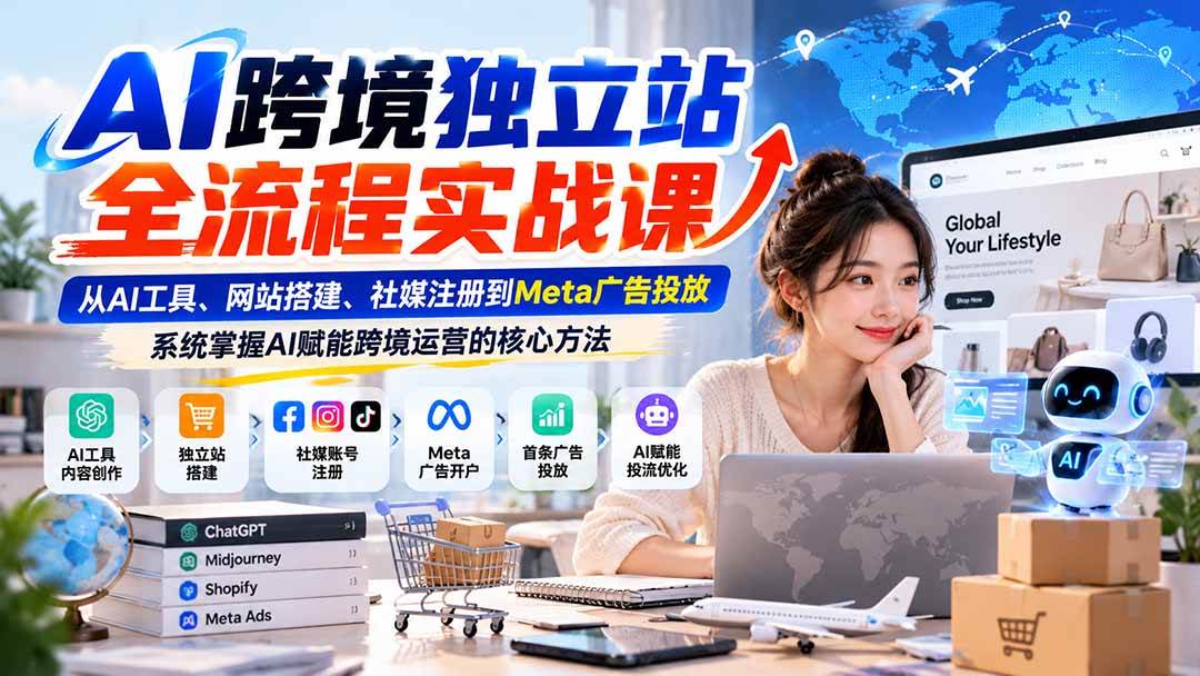 (21056期)AI跨境独立站全流程实战课:从AI工具、网站搭建、社媒注册到Meta广告投放,系统掌握AI赋能跨境运营的核心方法-小栈博客