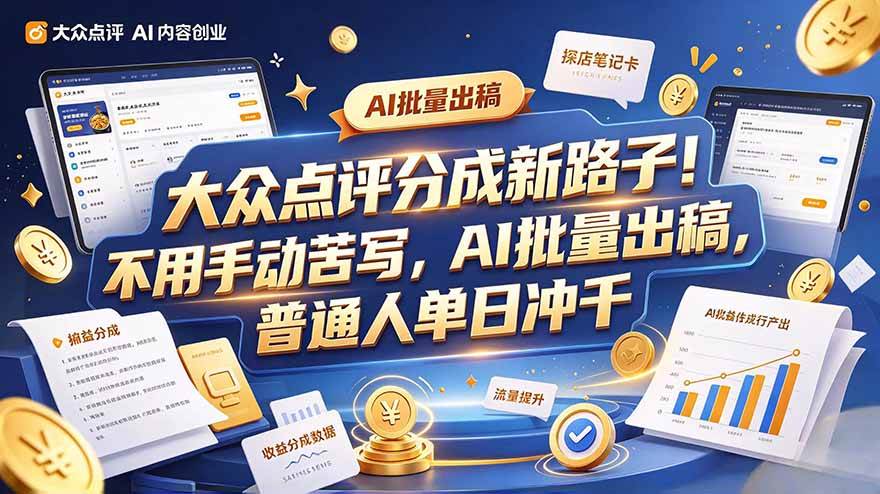 (20983期)大众点评副业新玩法,工具提效解放双手,批量做笔记,单日可破千-小栈博客
