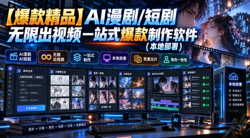 【爆款精品】AI漫剧/短剧无限出视频一站式爆款制作软件（本地部署）-小栈博客