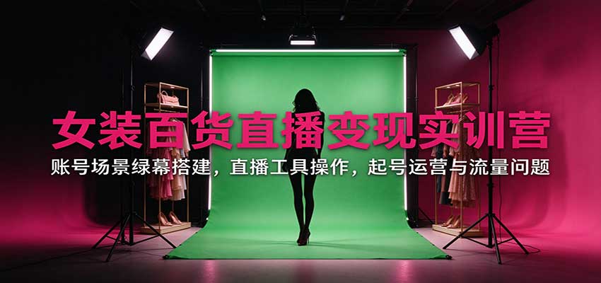 女装百货直播变现实训营:账号场景绿幕搭建,直播工具操作,起号运营与流量问题 女装百货直播变现实训营:账号场景绿幕搭建,直播工具操作,起号运营与流量问题