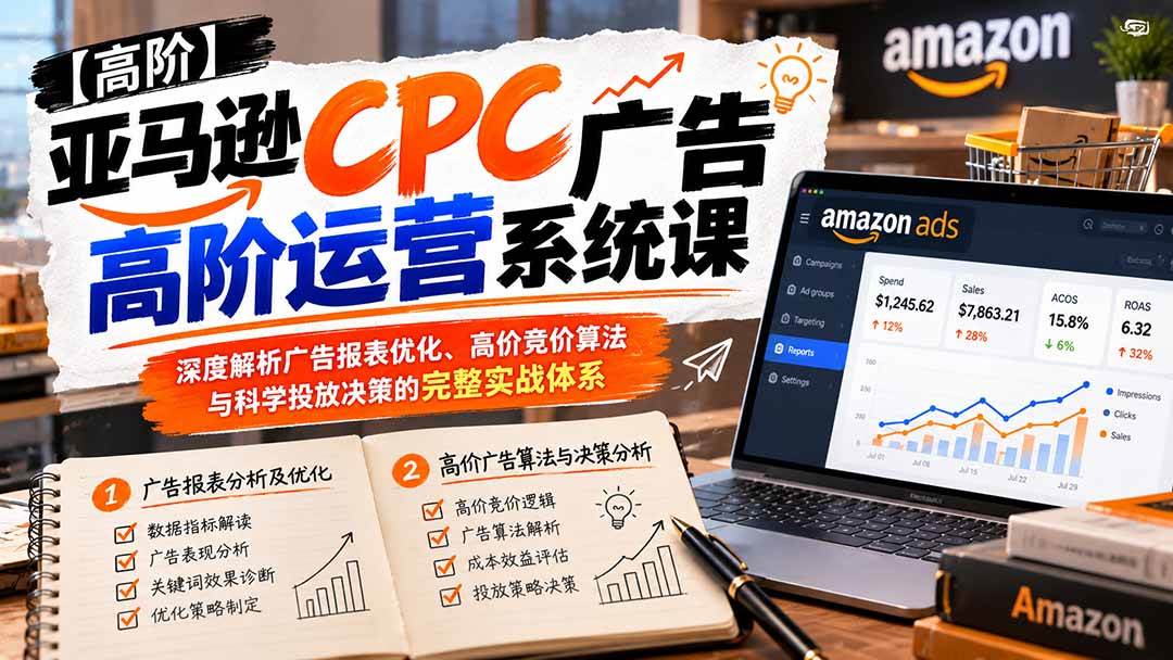 (20950期)亚马逊CPC广告高阶运营系统课:深度解析广告报表优化、高价竞价算法与科学投放决策的完整实战体系 (20950期)亚马逊CPC广告高阶运营系统课:深度解析广告报表优化、高价竞价算法与科学投放决策的完整实战体系