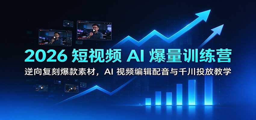 2026短视频AI爆量训练营:逆向复刻爆款素材,AI视频编辑配音与千川投放教学-小栈博客
