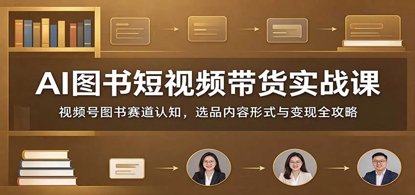 AI图书短视频带货实战课：视频号图书赛道认知，选品内容形式与变现全攻略-小栈博客