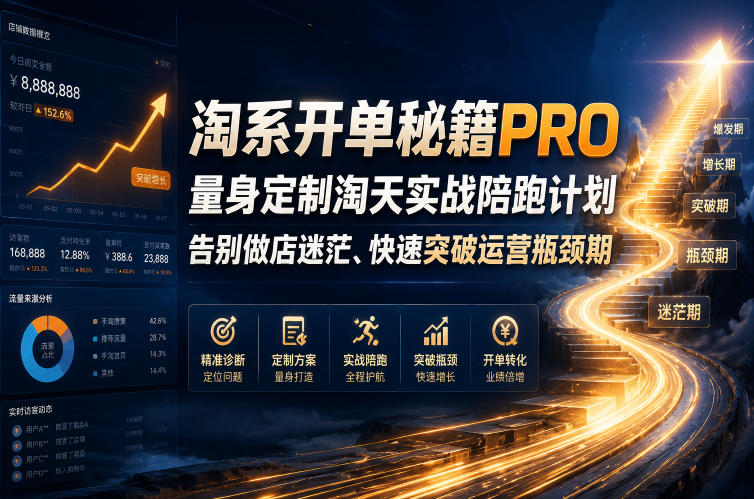 淘系开单秘籍PRO｜旷旷老师淘天实战陪跑计划 告别做店迷茫 突破运营瓶颈（2026更新）